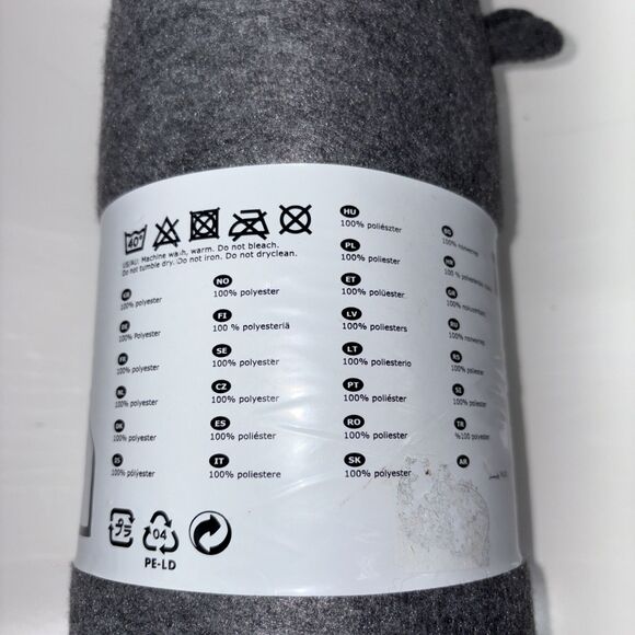 Ikea POLARVIDE Throw 100% Polyester Soft Fleece Blanket 51 X 67 Inches Gray New - Picture 4 of 5